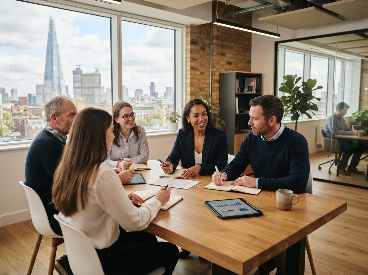 Prumo Investalia team reviewing quantitative models and portfolio data